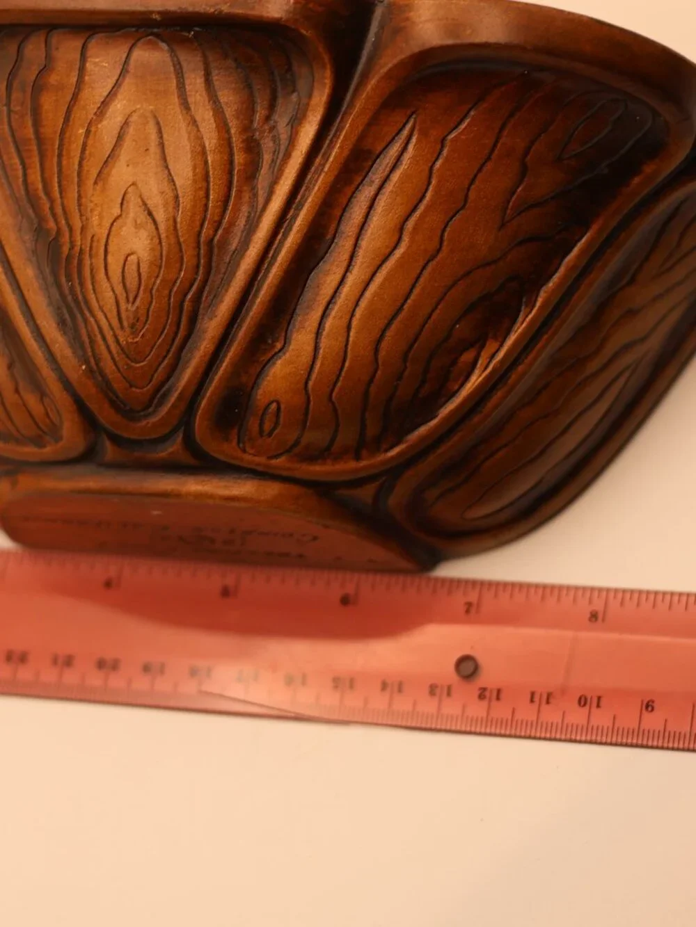 Vintage 1961 Treasure Craft Ceramic Wood Grain Planter Bowl (Compton, CA)